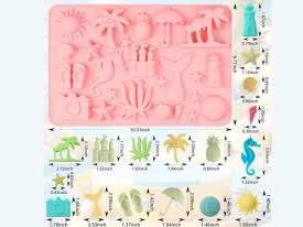 Molde silicona 25 figuras de la playa 
